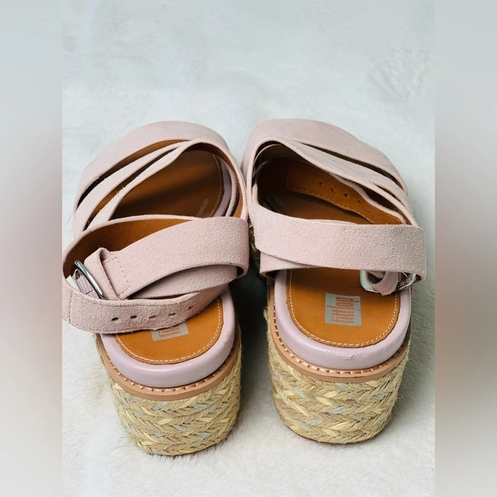 Fitflop Eloise Espadrille Suede Strappy Wedge Sandals in Soft Lilac Size 36 or 5